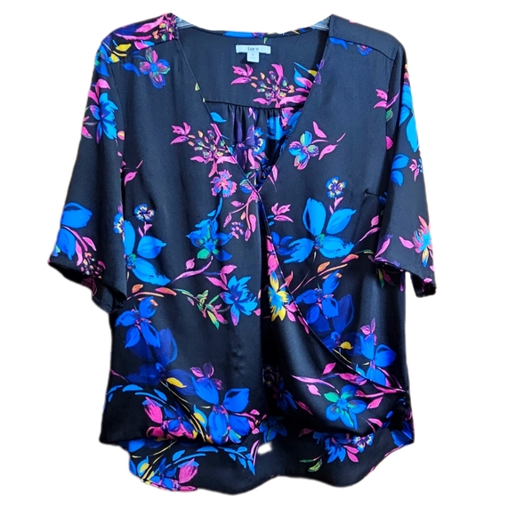 Bar III Tops - Bar III womens xl floral short sleeve blouse top shirt blue black pink